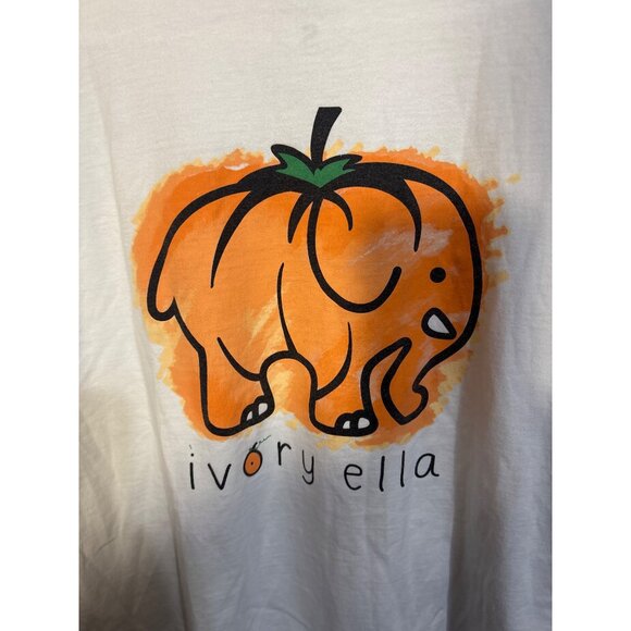Ivory Ella White Long Sleeve T-Shirt With Pumpkin Elephant Graphic S - Picture 5 of 5